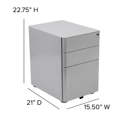 Modern Gray 3-Drawer Mobile Locking Filing Cabinet