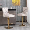 Set of 2 Modern Tufted Velvet Swivel Bar Stools with Backs, Bar Chairs with Gold Base and Adjustable Height for Kitchen Island - Koiai - 3 of 4