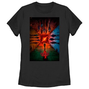 Women's Stranger Things Four Friends Rift Apocalypse Poster T-Shirt - 1 of 4