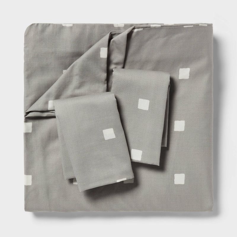  Printed Easy Care Duvet Cover and Sham Set Light Gray/White Dot - Room Essentials™, 5 of 6