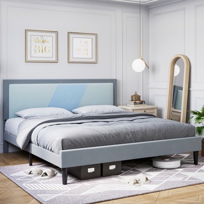 Full Size Bed Frame with Adjustable Height Headboard, Wood Slat Support, Large Under Bed Storage Space, Heavy Duty Noise Free