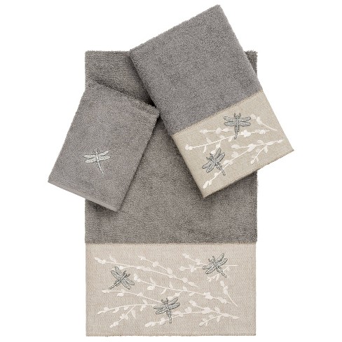 2pc Arian Cream Lace Embellished Hand Towels Dark Gray - Linum Home Textiles