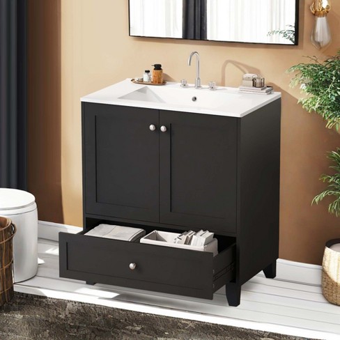 NicBex Bathroom Storage Cabinet with Sink, Bathroom Vanity, 1 Drawer and 1 Spacious Cabinet with Adjustable Shelf for Bathroom - image 1 of 4