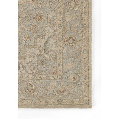 Light Blue Hand-Tufted Wool Medallion Area Rug 5' x 8'