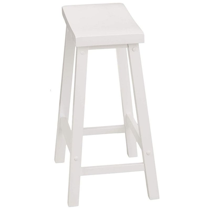 PJ Wood Classic Saddle-Seat 24" Tall Kitchen Counter Stools for Homes, Dining Spaces, and Bars w/Backless Seats, 4 Square Legs, White (6 Pack), 4 of 7