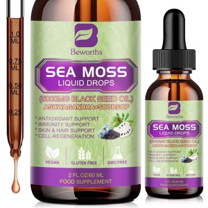 B Beworth Sea Moss Liquid Drops with Soursop Bitters - Multimineral Seamoss Supplement Support Antioxidant, Immune, Gut Health - 2 Fl.oz - 1 of 4