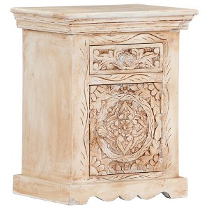 vidaXL Bedside Cabinet 15.7"x11.8"x19.7" Solid Mango Wood - 1 of 4
