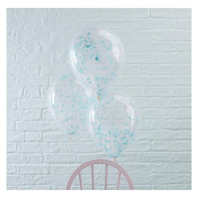 5ct Confetti Filled Balloons Blue
