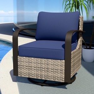 EAGLE PEAK Coastal Vista Outdoor Swivel Wicker Rocker Chair, Patio Glider Rocking Chair - 1 of 4