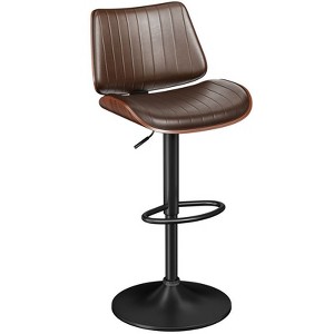 Gikpal Swivel Barstools for Kitchen Island with Bentwood Back & Leather Seat, Counter Height Bar Chair with Back & Footrest, for Kitchen, Dining Room - 1 of 4