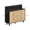 43" 6 Drawer Rattan Dresser for Bedroom, Double Chest of Drawers, Wood Storage Cabinet, Storage Dressers Organizer for Bedroom Hallway Entryway - image 4 of 4