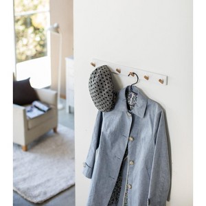 Yamazaki Home - Wall-Mounted Saving Coat Hanger-Modern Jacket Holder - Steel + Wood - 1 of 4