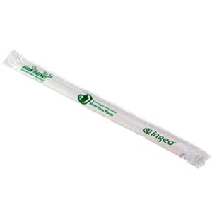 StalkMarket 7.75" PLA Drinking Straws Wrapped Jumbo Clear - Pack of 400 - 1 of 2