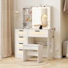 Costway Modern Vanity Desk with Sliding Mirror & Lights Stool 5 Drawers Hooks Open Storage - 4 of 4