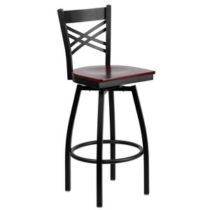 Flash Furniture Black ''X'' Back Swivel Metal Barstool - 1 of 4