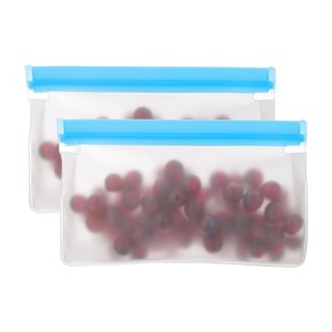 Unique Bargains Reusable Leakproof Zip PEVA Freezer Food Storage Bags 2 Pcs - 1 of 4