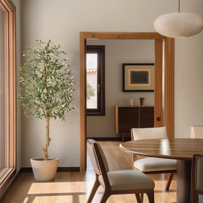 Faux Olive Tree Artificial Indoor, 4/5/6/7ft Tall Fake Olive Tree with Moss
