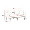 SKRAN 59" Velvet Upholstered Loveseat Sofa with Adjust Tufted Back, 2 Side Pocket and 2 Pillows for Living Room, Bedroom (Modern White) - 3 of 4