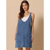 INSPIRE CHIC Women's Sleeveless Casual Denim Adjustable Strap V Neck Front Pockets Overall Mini Dress - 3 of 4