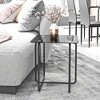 Syemin Glass End Tables, Double Tier Large Side Table with Tempered Glass Top for Living Room Decoration, Black, 17.72"*17.72"*20.08" - 3 of 4