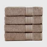 4pc Feather Touch Cotton Bath Towel Set Brown - Trident Group