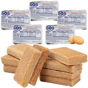 SOS Food Lab Emergency Food Bar - 1200 Calorie Ration (5 Pack Shortbread Cookie) - 1 Day/24 Hour Ready to Eat Supply for Camping - 5 Year Shelf Life! - 1 of 4