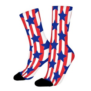 Star Patriotic Usa Women Printed Crew Socks Funny Funky Socks Soft Polyester Novelty Gifts for Artists Men - 1 of 1