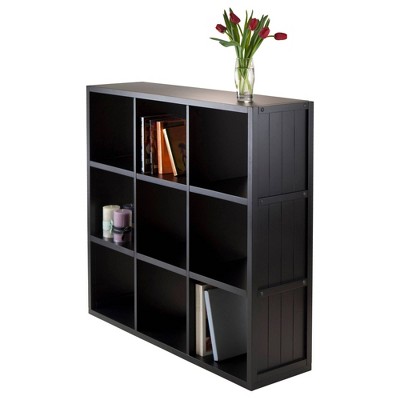 Transitional Black Composite Wood 9-Cube Organizer