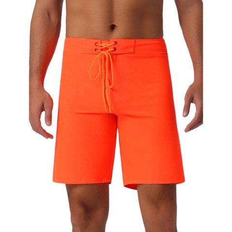 INSPIRE CHIC Men's Summer Lightweight Solid Color Drawstring Long Board Shorts 28 Orange