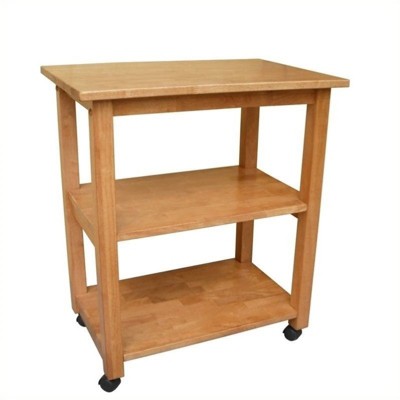Wood Microwave Cart in Medium Oak Brown-Pemberly Row