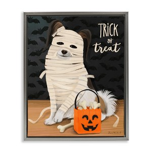 Stupell Industries Dog Wearing Mummy Costume Trick or Treat Halloween  Floating Frame Canvas Art - 1 of 4