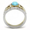 Slickblue Women's Two-Tone IP Gold Stainless Steel Ring with Turquoise Synthetic Stone, Size 5-10 - 3 of 4