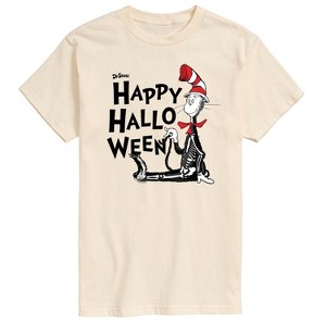Men's - Dr. Seuss - Happy Halloween Skeleton Cat Short Sleeve Graphic T-Shirt - 1 of 4