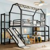 KWPZQEB Twin/Full Size Loft Bed, Metal Bed Frame with Slide & Stairs, Kid Playhouse with Storage Shelves & House-shaped Roof, Noise-free Design - 3 of 4