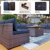 ALAULM 13 Pieces Outdoor Patio Furniture Set with 43" Gas Propane Fire Pit Table PE Wicker Rattan Sectional Sofa - 3 of 4