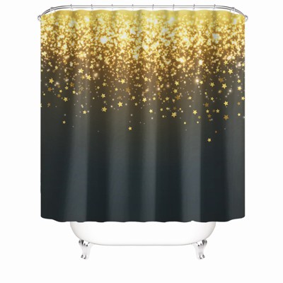 Golden Glitter Pattern Shower Curtains for Bathroom Waterproof Fabric Bath Curtain Durable Soft Stylish Bathroom Decor 72x72 Inch