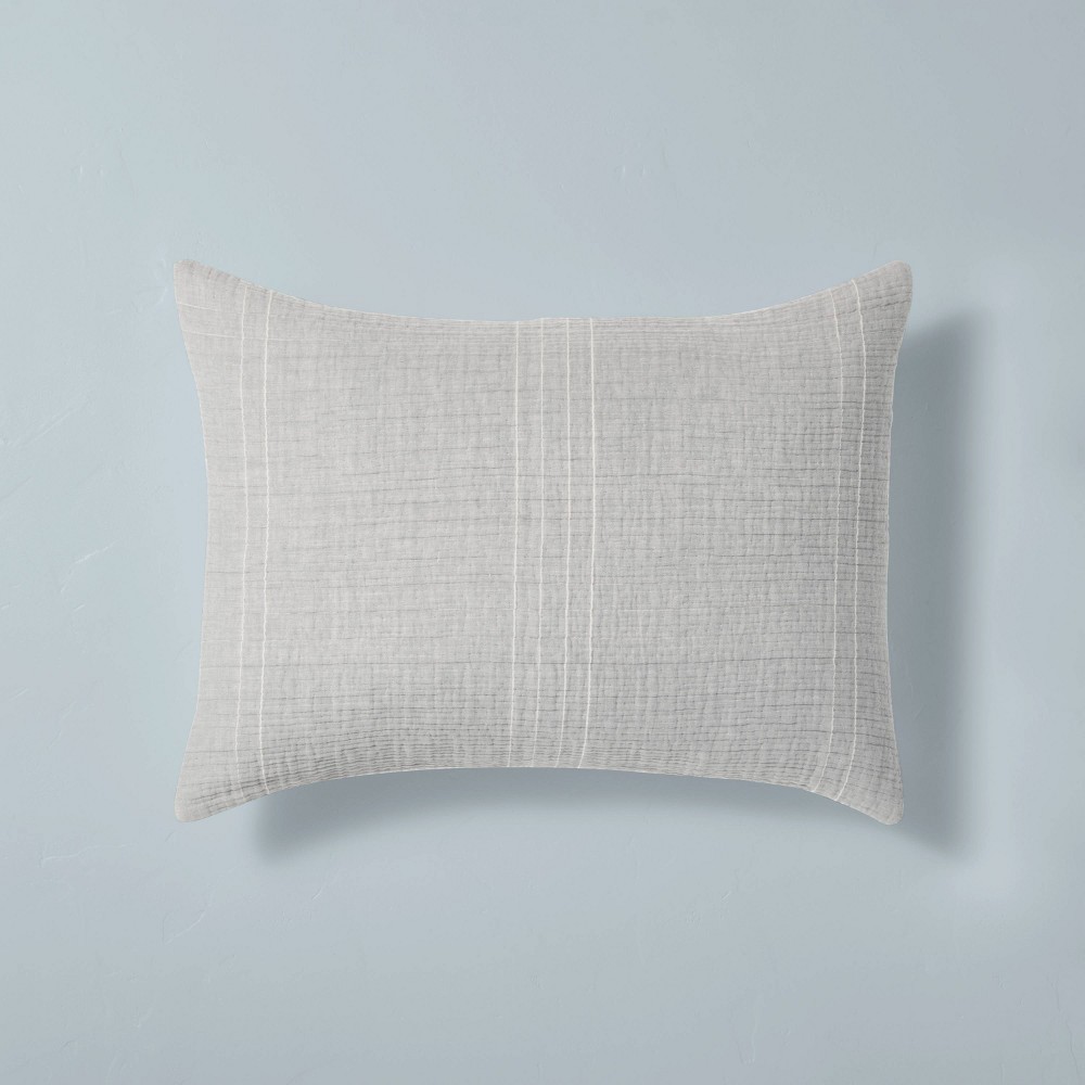 Standard Microstripe Jacquard Pillow Sham Jet Gray - Hearth & Hand™ with Magnolia