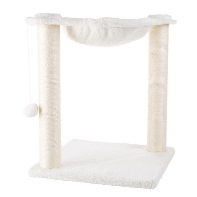 White Sisal Fabric Cat Hammock with Scratching Posts