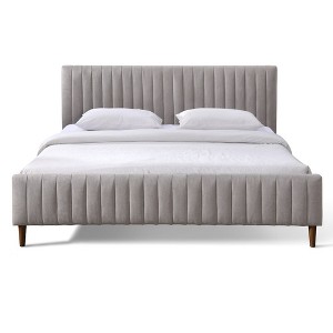 Omax Decor,Spencer Upholstered Mid-Century Fabric King Platform Bed in Gray - 1 of 4