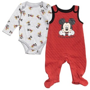 Disney Mickey Mouse Baby Cuddly Bodysuit Snap Overall Newborn to Infant - 1 of 4