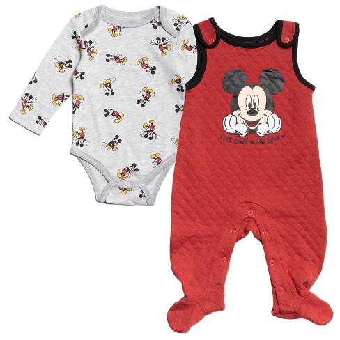 Disney Mickey Mouse Baby Cuddly Bodysuit Snap Overall Newborn To Infant Target