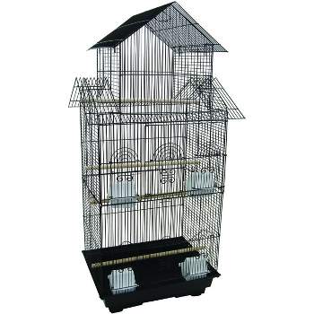 YML A6844 3/8 inches Bar Spacing Tall Pagoda Top Small Bird Cage Black 18 inches x 14 inches