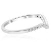 Pompeii3 1/4ct Diamond Curved V Shape Ring Stackable Wedding Band 10k White Gold - 3 of 4
