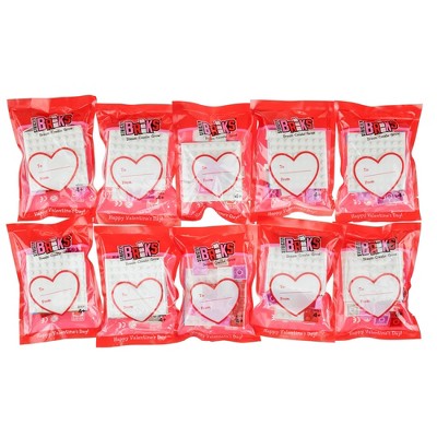 Strictly Briks Valentine's Day Heart Brick Set Party Favors, 130 Brick Pieces, 10 Pack, 13 Pieces per Pack