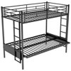 NicBex Twin over Full Bunk Bed Convertible Design Metal Frame Bed Frame with Ladder and Guardrails, No Box Spring Required, Black - 3 of 4