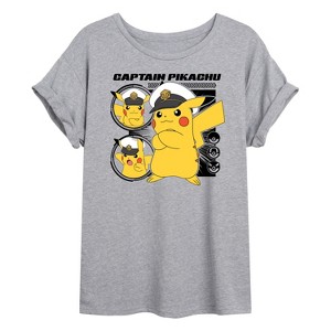 Women's - Pokémon - Horizons Captain Pikachu Oversized Graphic T-Shirt - 1 of 4