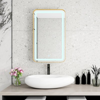 Rectangle Bathroom Cabinets For Wall, Bathroom Cabinets With Mirror, Wall Cabinets With Led-Lit Makeup Mirror With 3 Light Colors-Cuddlewood