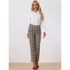 INSPIRE CHIC Women's Plaid Elastic Waist Casual Work Office Long Pants - 3 of 4