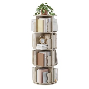 Rotating Bookshelf, 360 Display Spinning Bookshelf Tower, 4 Tier Floor Standing Bookcase Storage Rack - 1 of 4