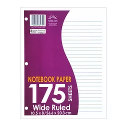 175 Sheet Wide Ruled Filler Paper White - Norcom